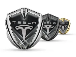 Tesla Emblema Metal Insignia Ultimo Moda Macizo Metálico